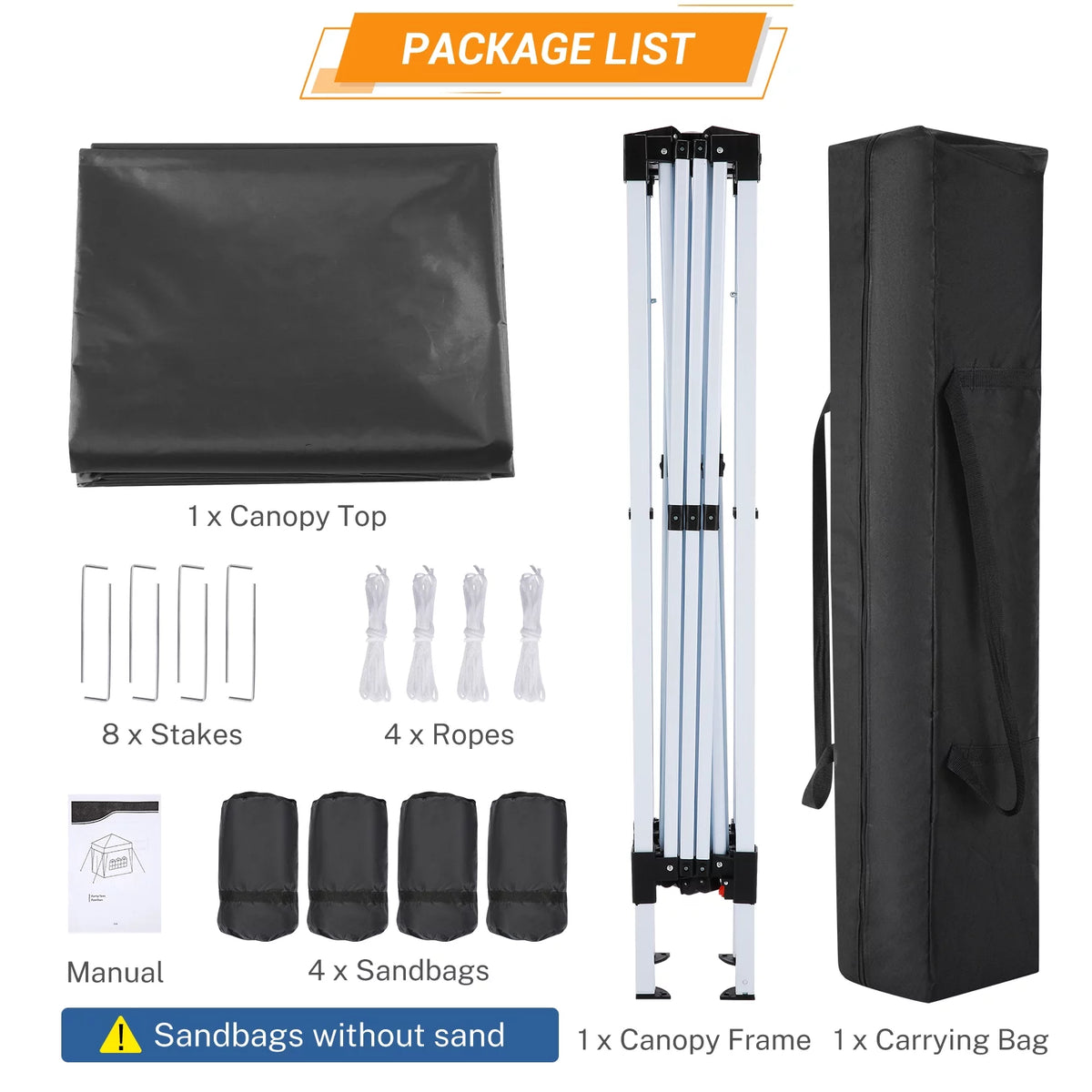 10'x10' Pop Up Canopy Tent with Sandbag & Carrying Bag, Khaki U8000