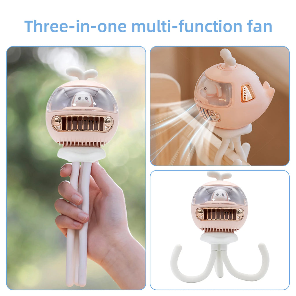 Rotatable Handheld Stroller Fan, 3600mAh Rechargable, 4 Speeds, White M5639