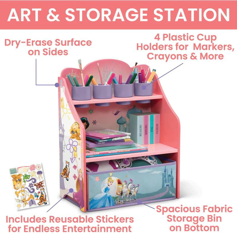 Pink 3-Piece Toddler Art & Play Set with Desk, Storage Station & Toy Box E28858