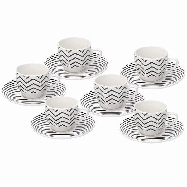6 Coffee Cup & Saucer Set Porcelain D600