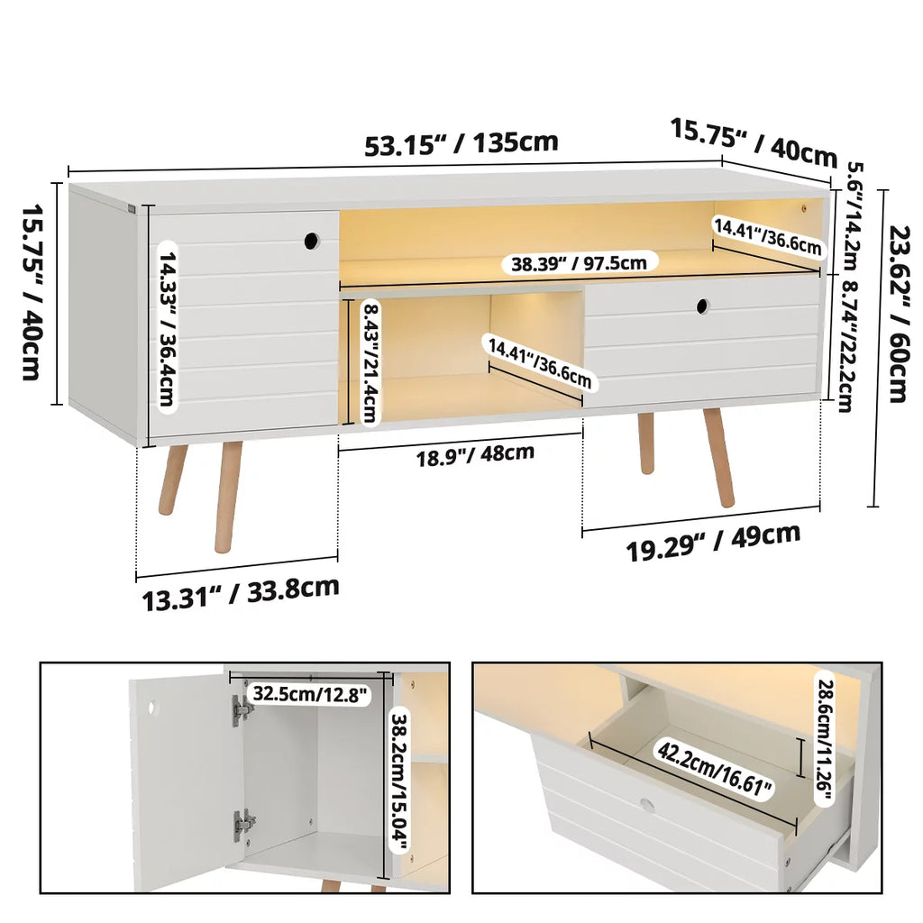 LED TV Stand with Drawers Storage Media Console M453926