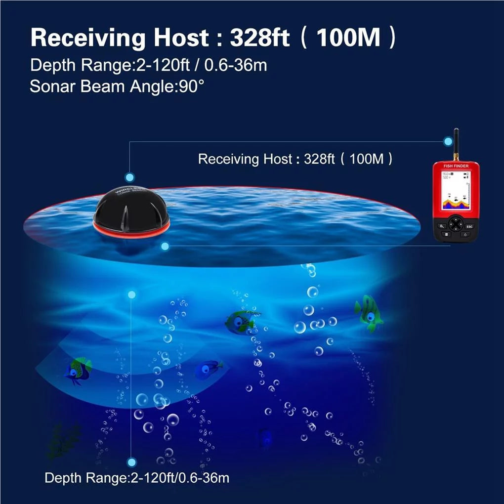 Portable Wireless Sonar Sensor Fishfinder Depth Locator LCD Display E418764