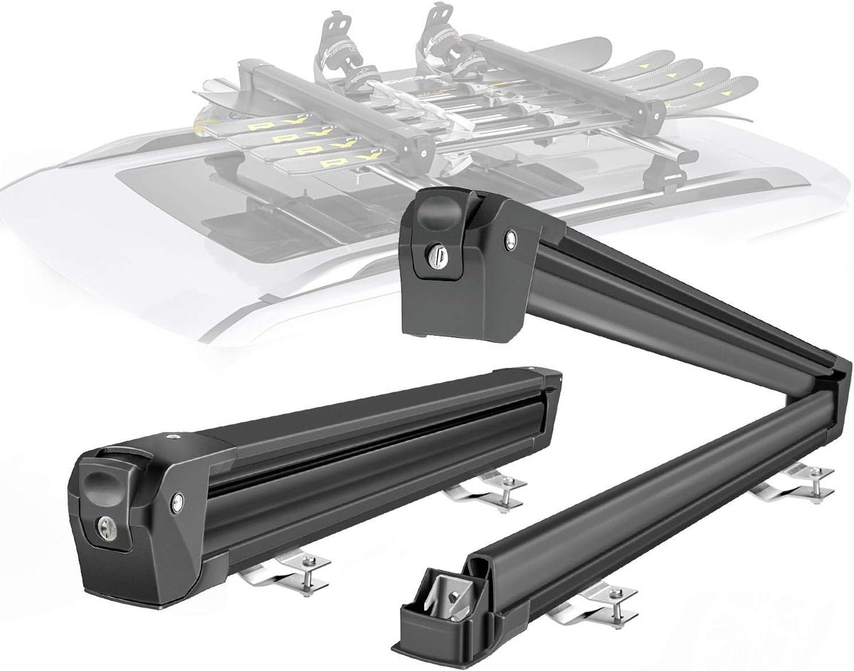 Aluminum Universal Car Ski Roof Racks, 2 Pcs Silver K347