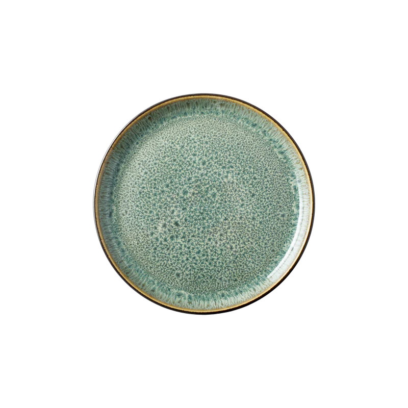 Black Green Stoneware Plate N711