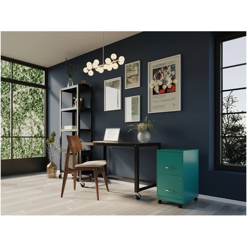 18in 2 Drawer Metal Mobile File Cabinet Turquoise Z4049