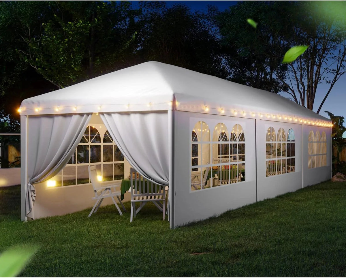 10x30 ft Outdoor Canopy Gazebo with 8 Sidewall 2 Zipper Door X74477