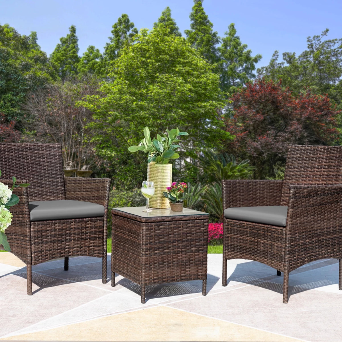 PE Rattan Set of 3 Patio Conversation Set Z66802