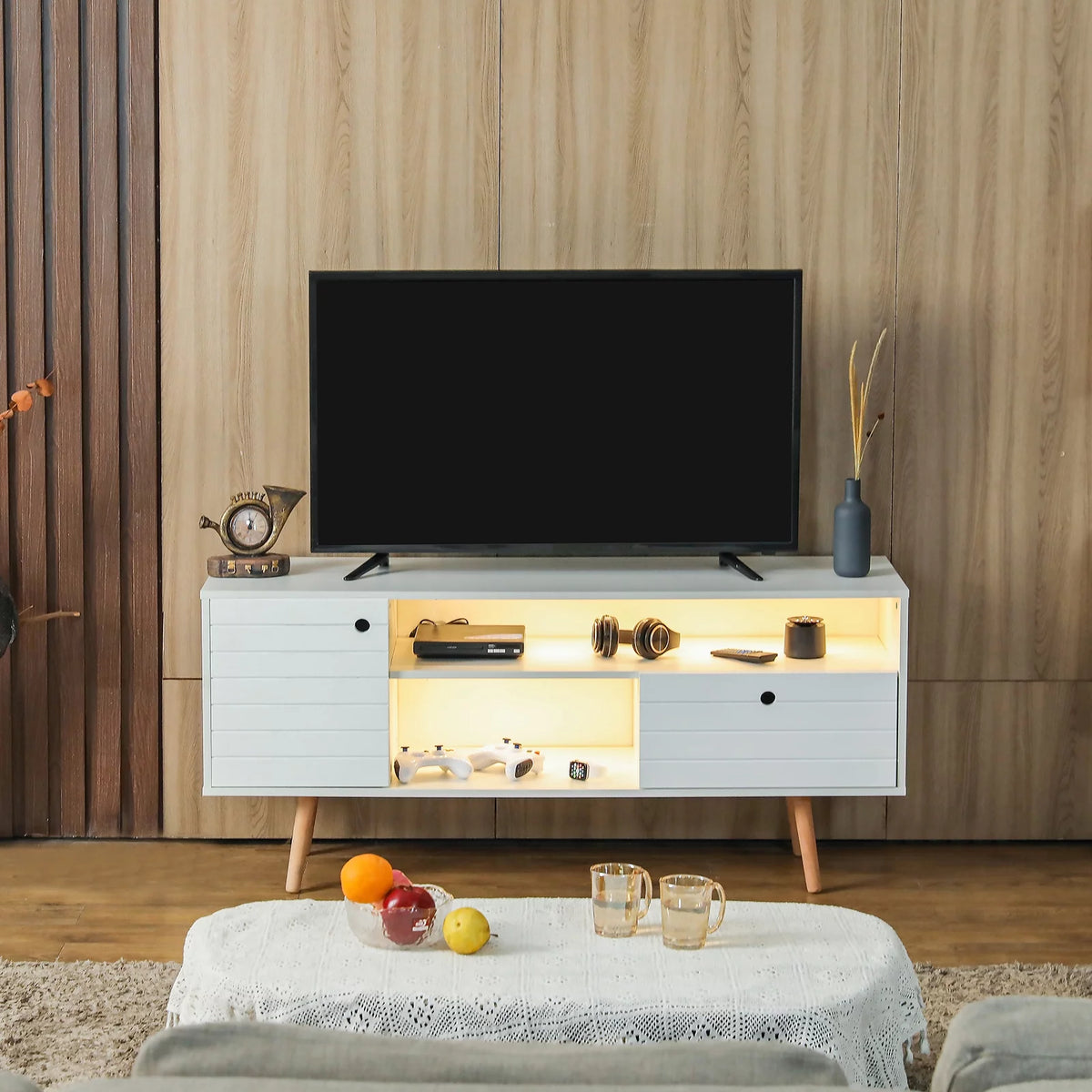 LED TV Stand with Drawers Storage Media Console M453926