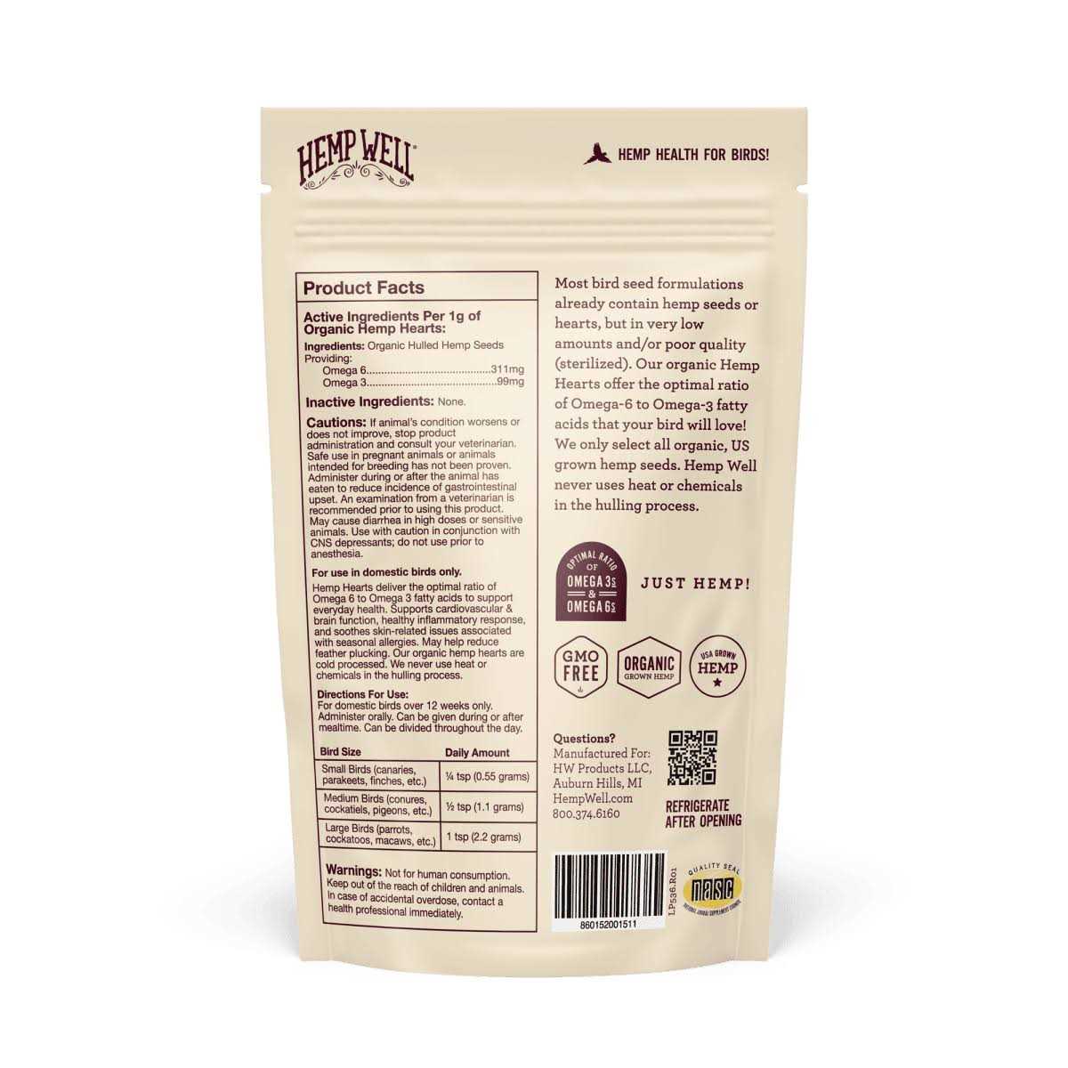Bird Hemp Hearts Supplement X4146