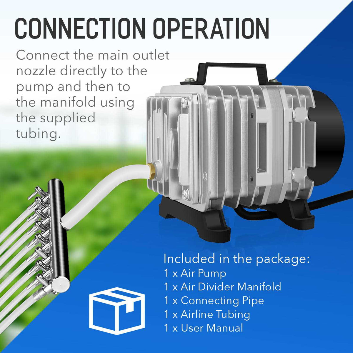Commercial Air Pump 75L/min 8 Outlets with Airline Tubing B324455