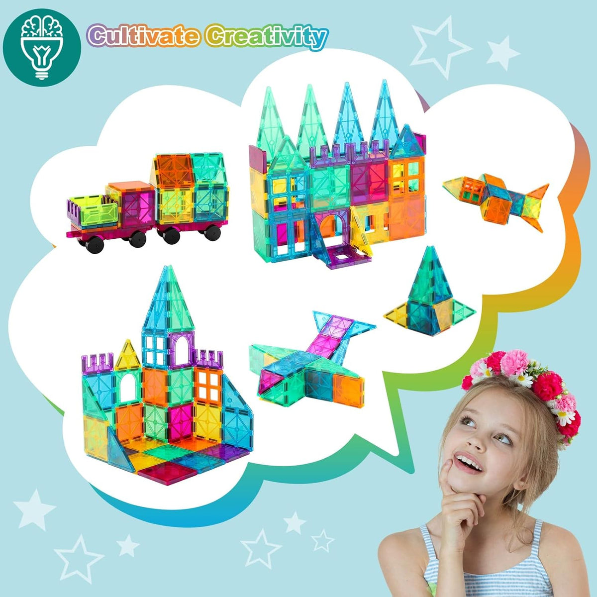 96 Pcs Magnetic Building Blocks with 2 Cars P383214