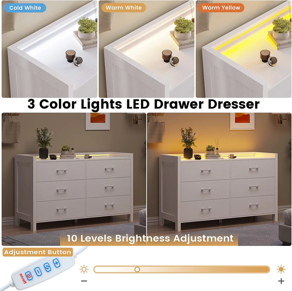 Black 6 Drawer Wooden Dresser Q8152