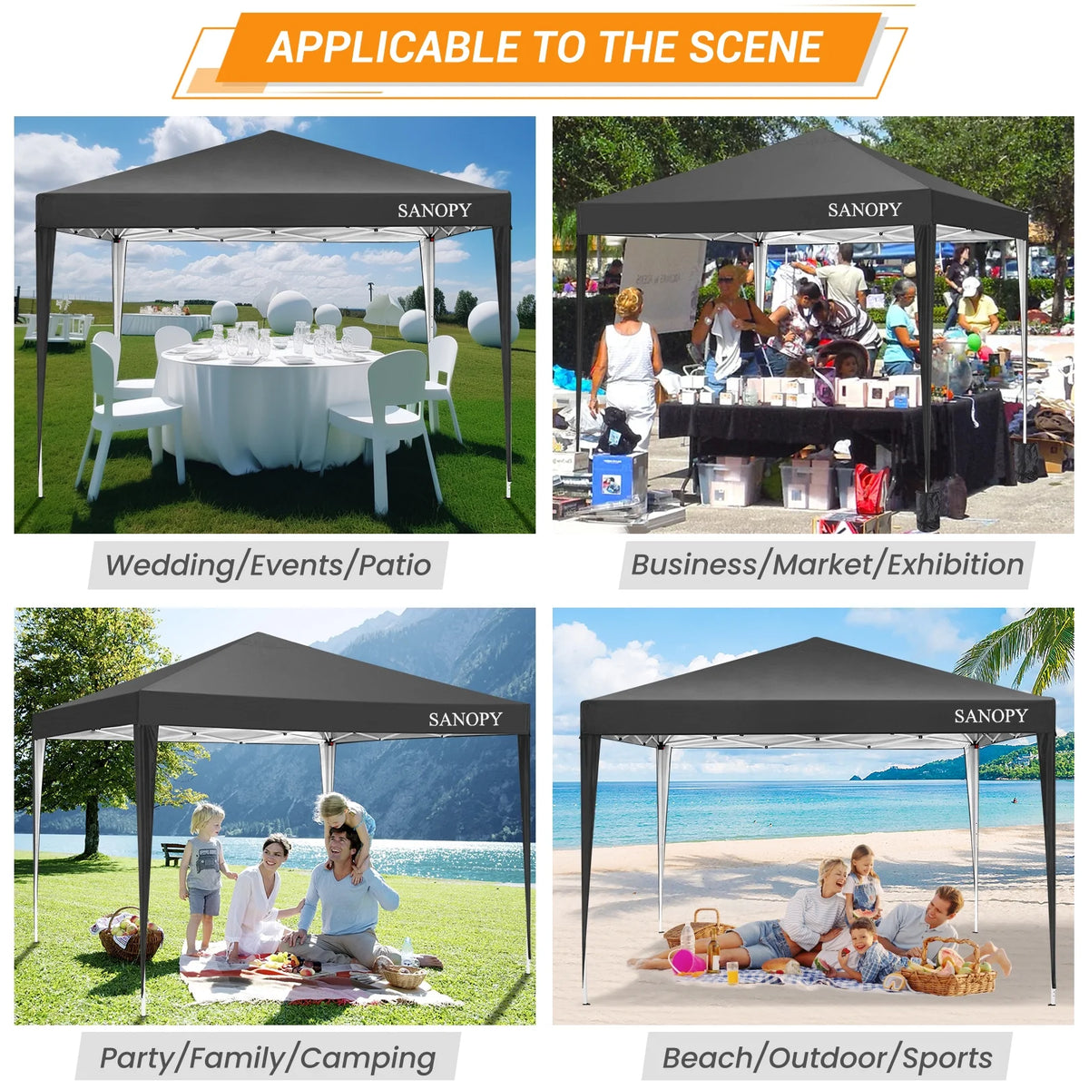 10'x10' Pop Up Canopy Tent with Sandbag & Carrying Bag, Khaki U8000