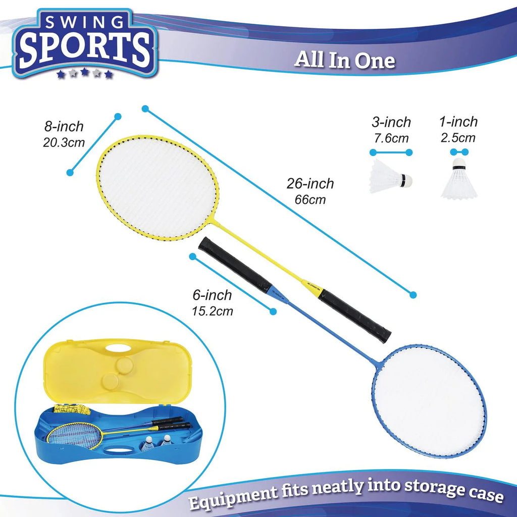 Outdoor Badminton Set with Net Rackets and Birdies K3387