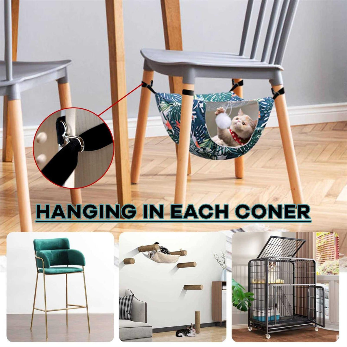Cat Cage Hammock Double Layer Plush Hanging Pet Bed X894375