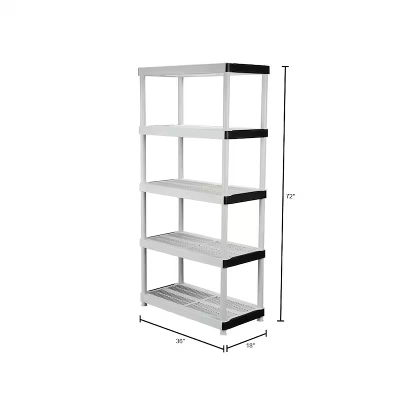 5-Tier Plastic Garage Storage Shelving Unit in Gray T58042