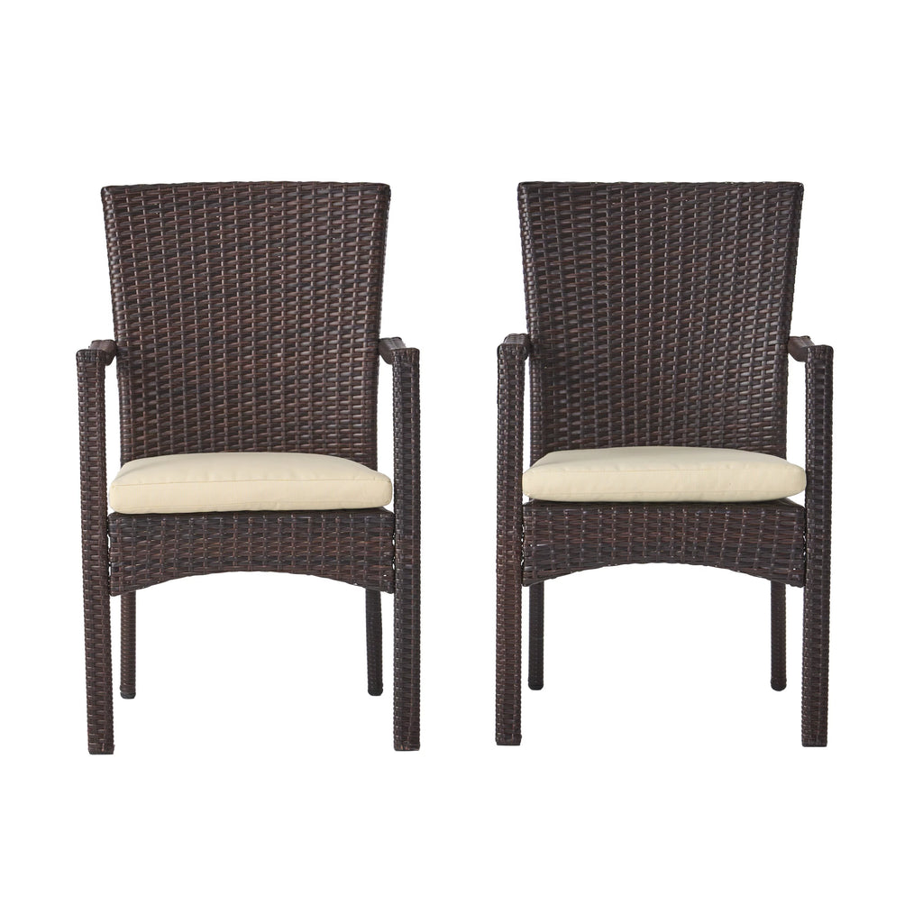 Multibrown Wicker Outdoor Dining Chair Set of 2 L505715