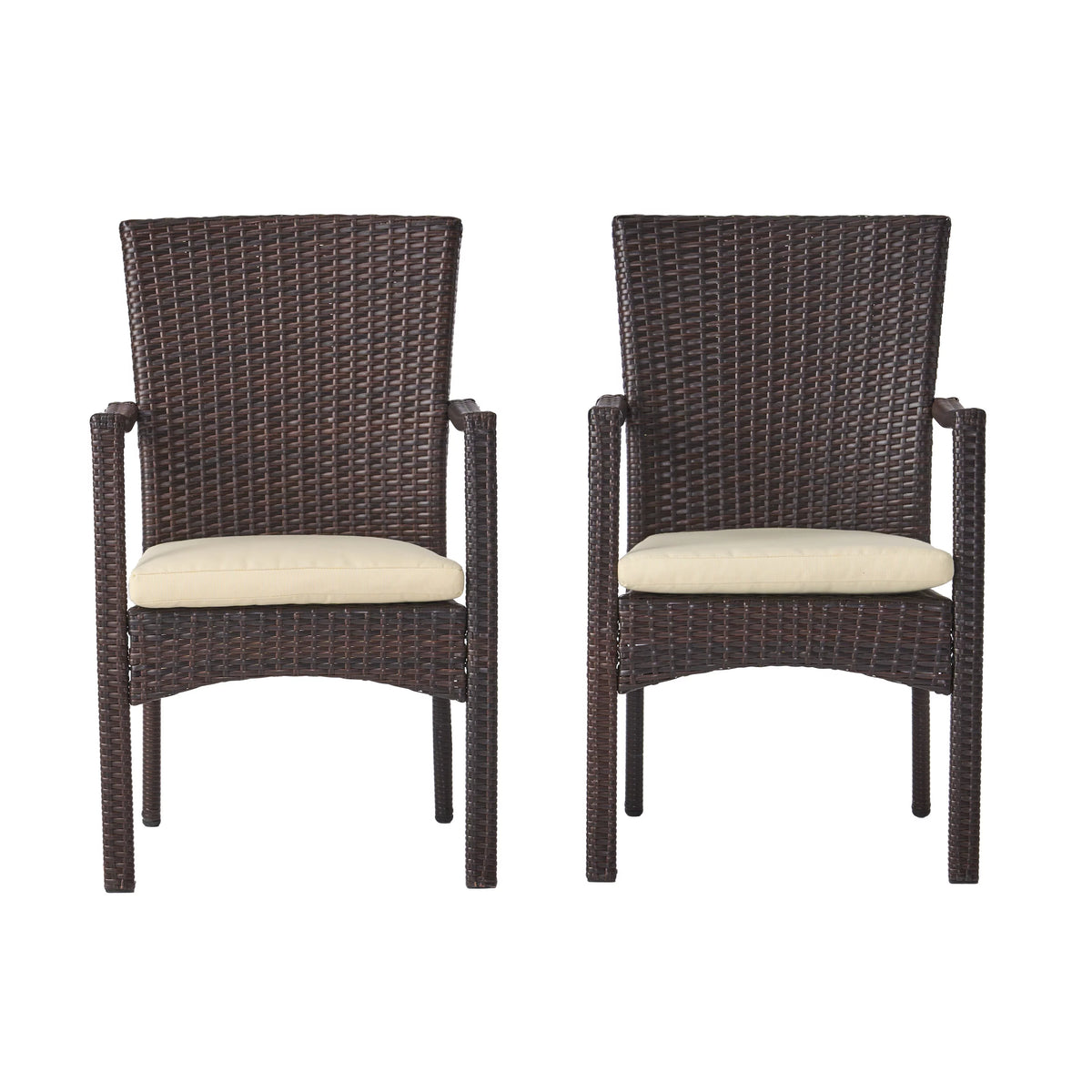 Multibrown Wicker Outdoor Dining Chair Set of 2 L505715