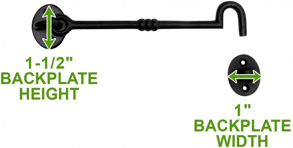 Black Wrought Iron Cabin Hook Eye 7 Inches Long Pack of 6 D911692