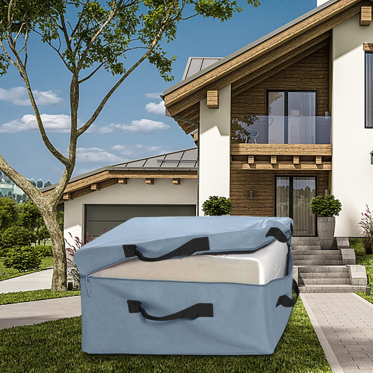 Grey Storage Bag with Two Handles and Zippers O422