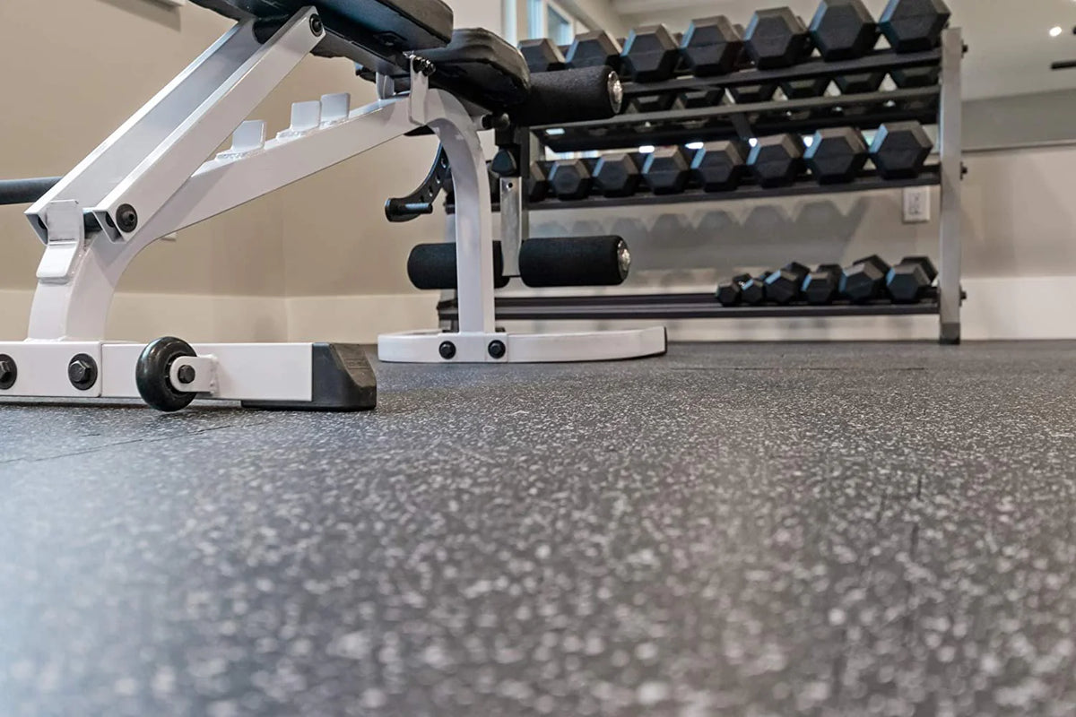 19 x 19 x 6mm Fitness Rubber Tiles, 23.5 SF, Grey, 10 Piece L508