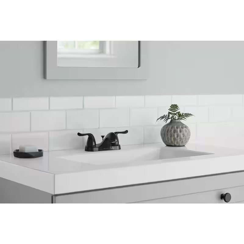 4 in. Centerset Double-Handle Low-Arc Bathroom Faucet Matte Black J34306
