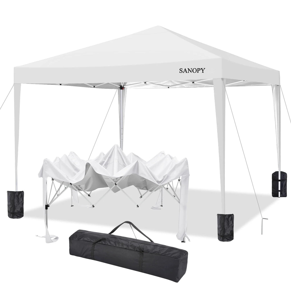 10'x10' Pop Up Canopy Tent with Sandbag & Carrying Bag, Khaki U8000