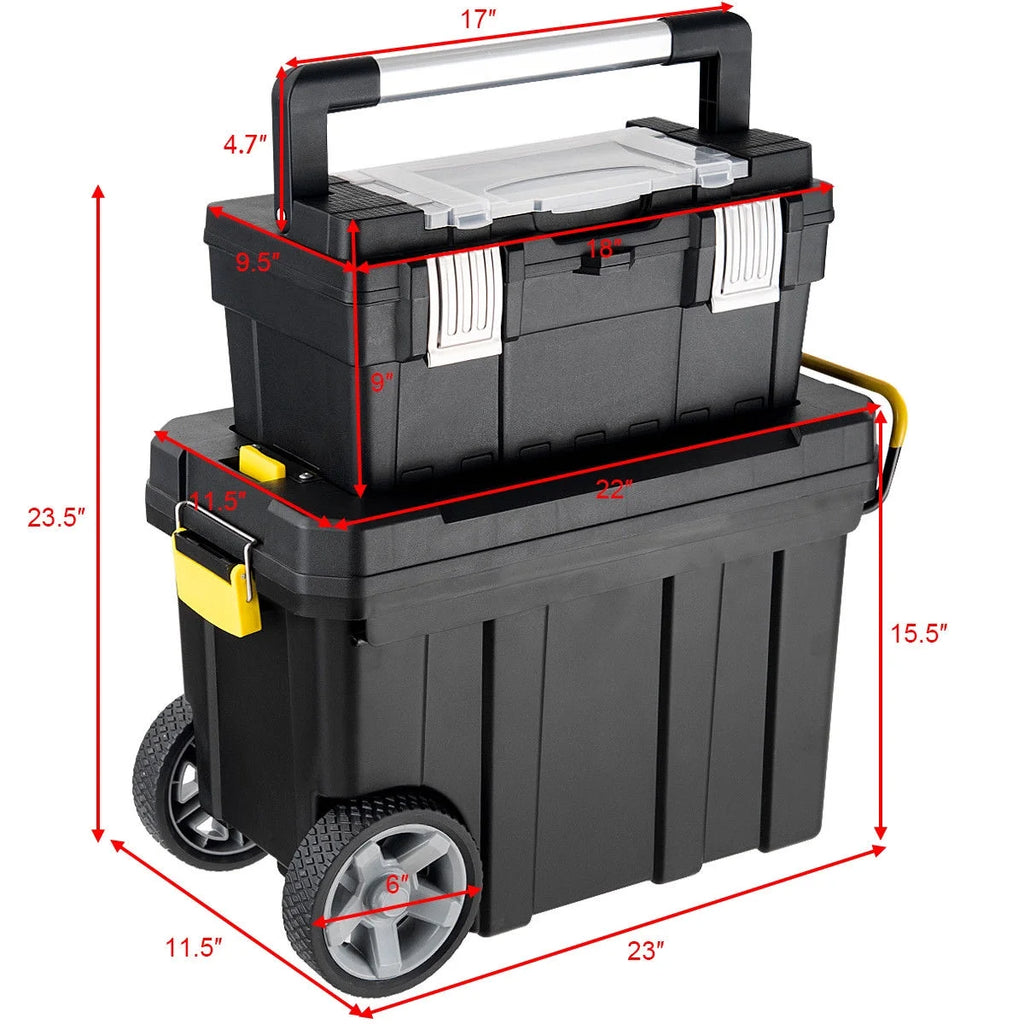 2-in-1 Rolling Tool Box Set Black B632