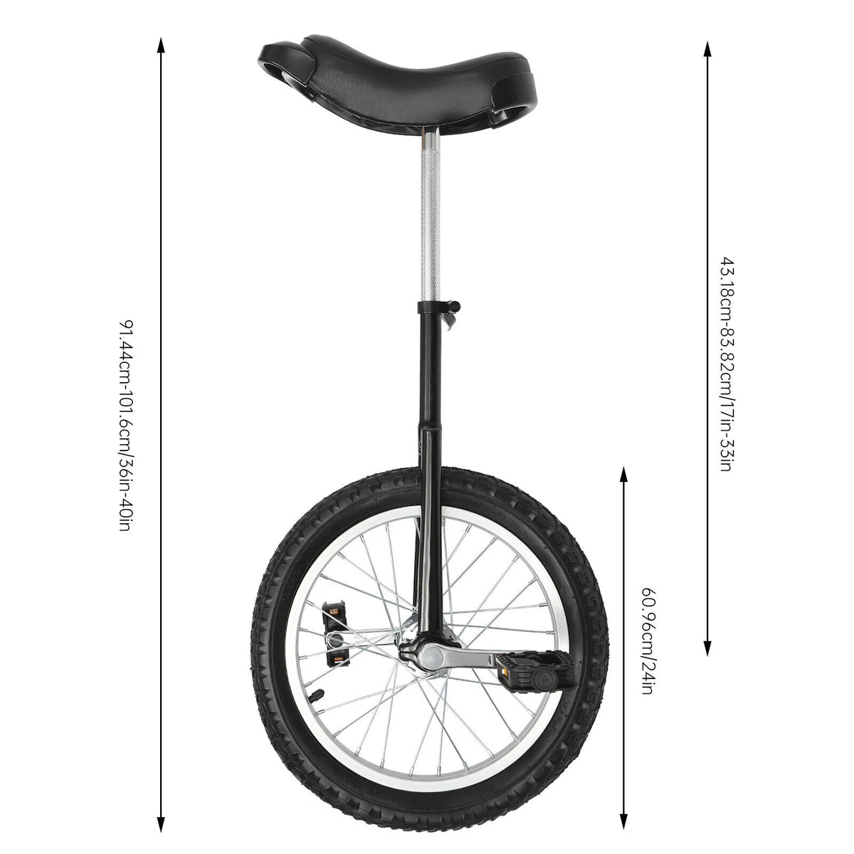 24 Inch Wheel Outdoor Unicycle Adjustable Seat Exercise Bicycle W6067