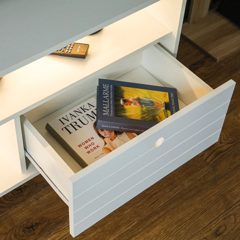 LED TV Stand with Drawers Storage Media Console M453926