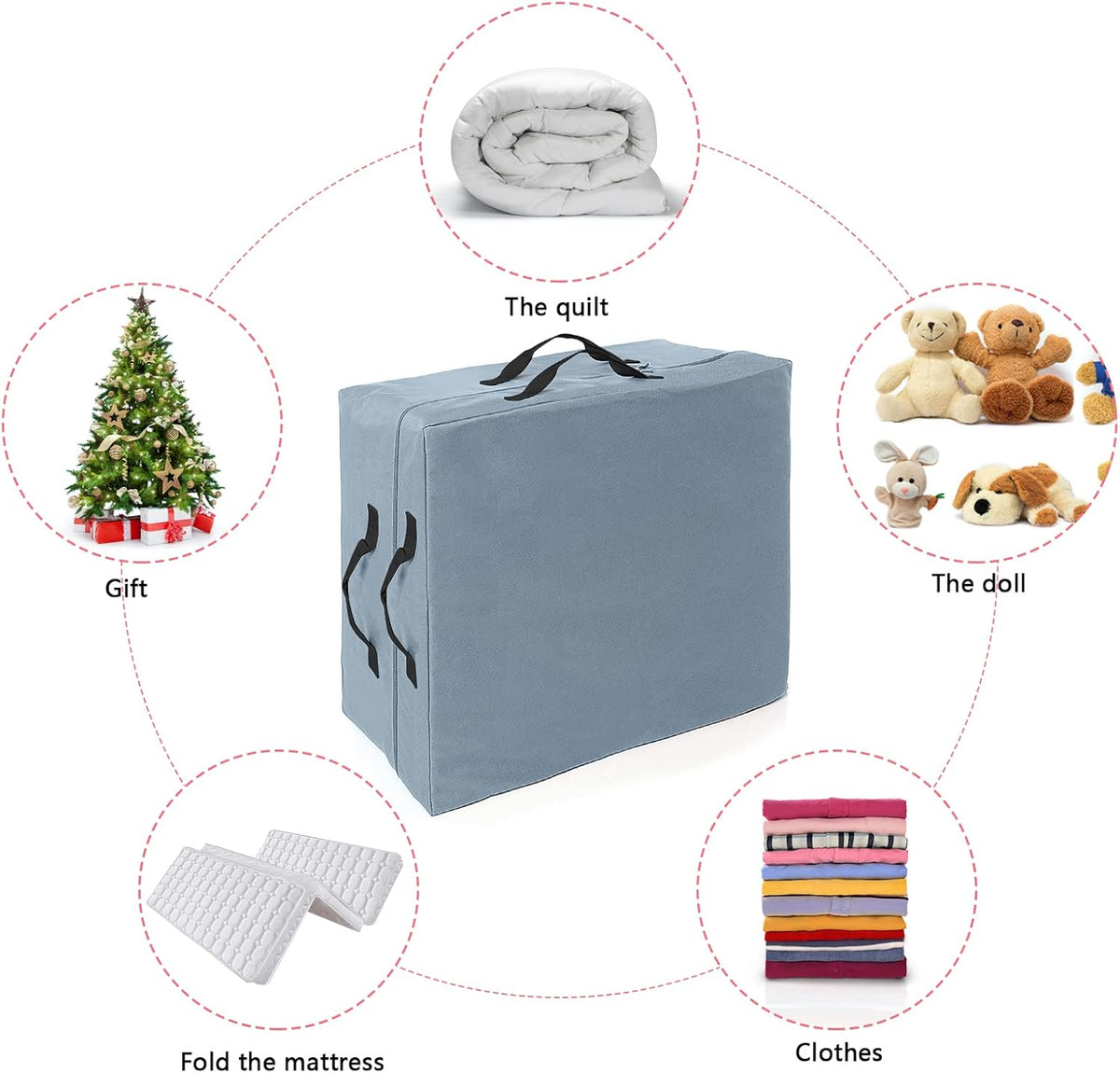 Grey Storage Bag with Two Handles and Zippers O422