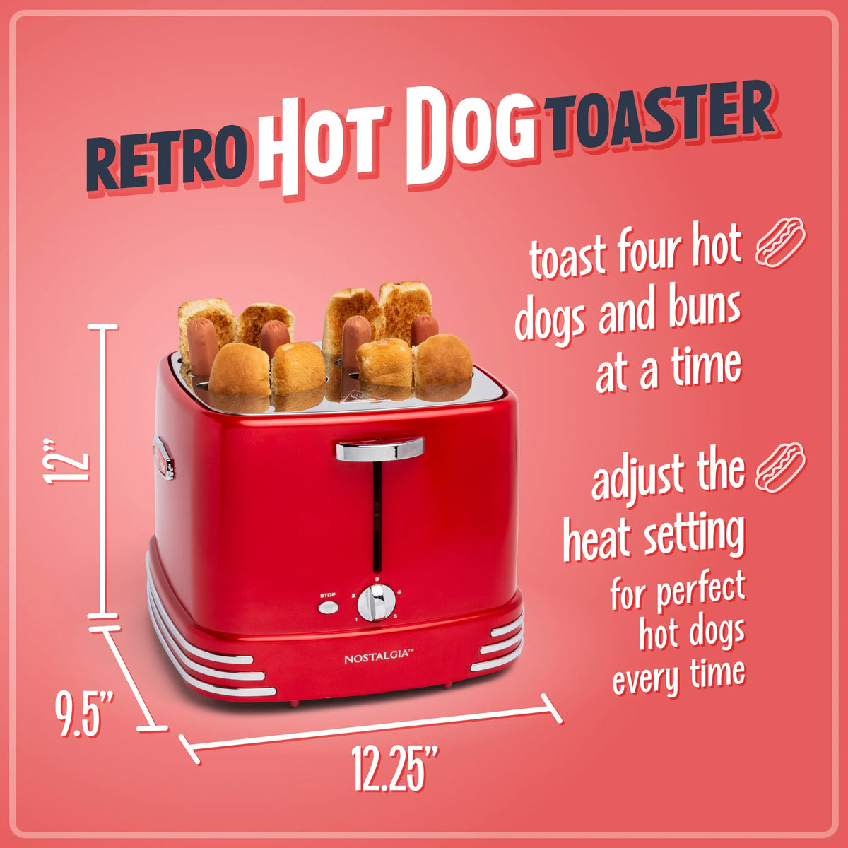 4 Hot Dogs & Buns Pop-Up Toaster K9346