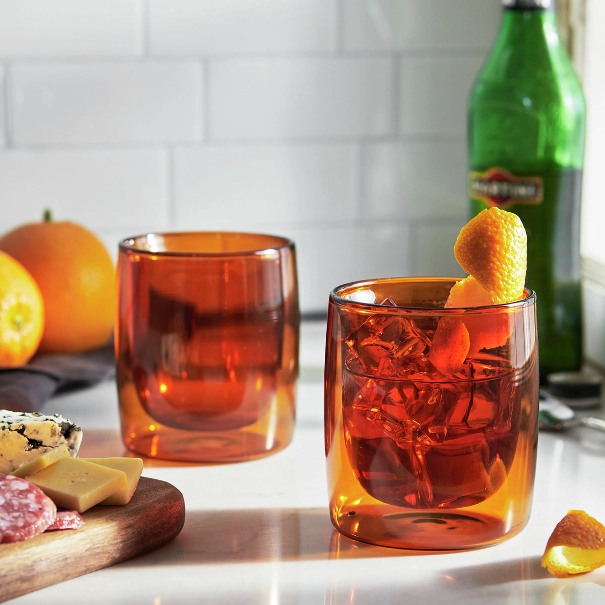 Amber 2pc Double Wall Tumbler Glass Set W931