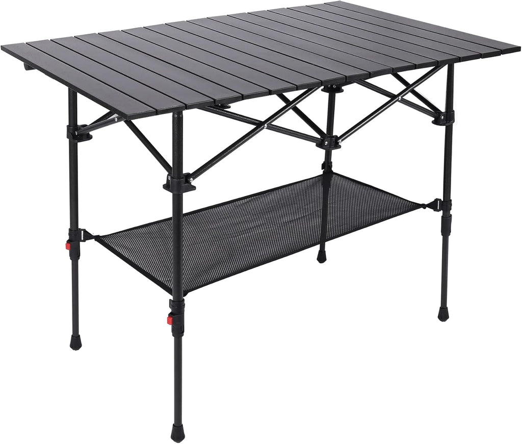 Aluminum Camping Table Roll Top with Mesh Storage 3 FT X823