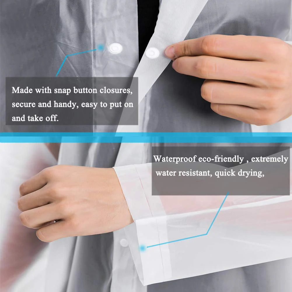 White 2 Pack Rain Ponchos with Hood and Drawstring H581535