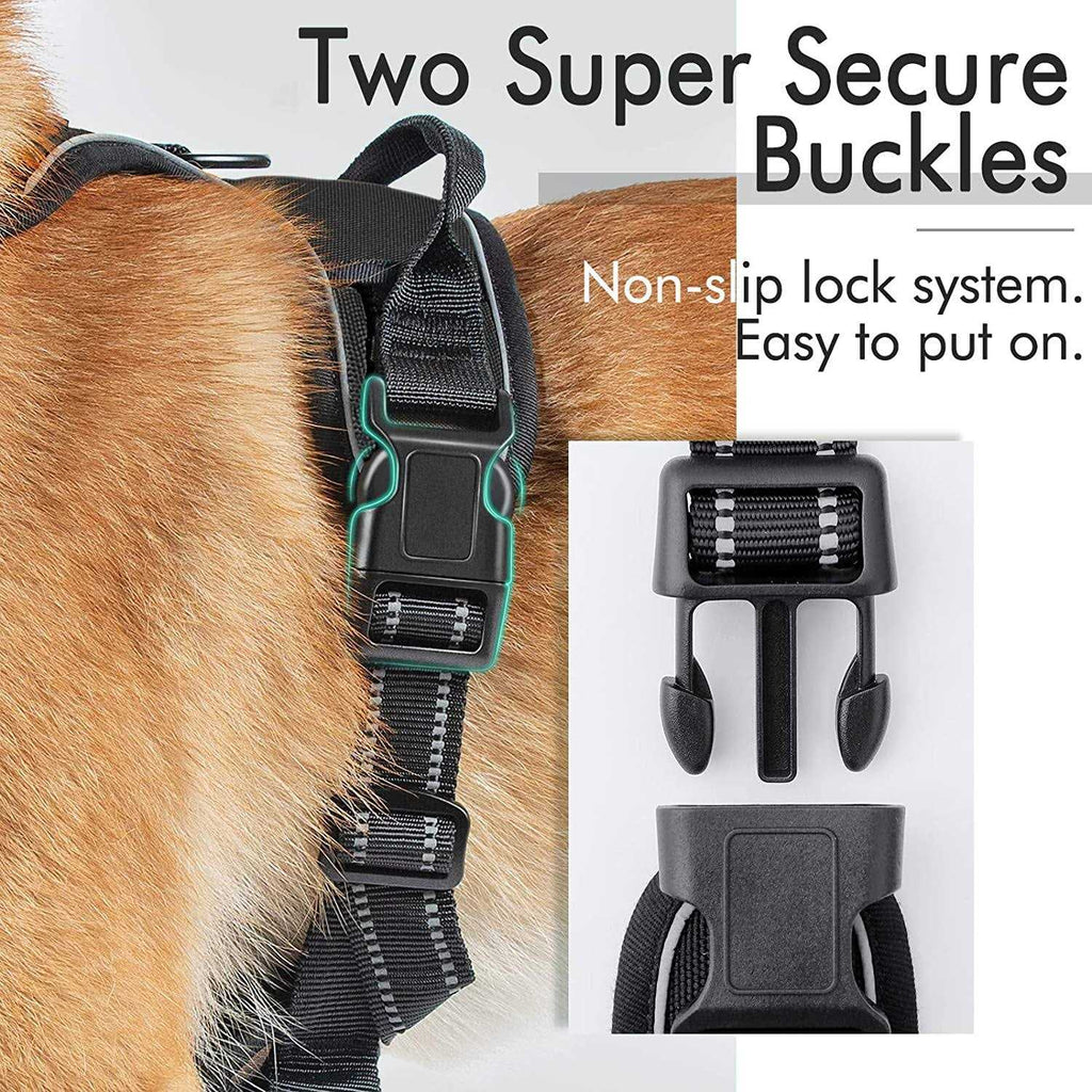 Adjustable Padded Dog Harness with 2 Leash Clips T6836