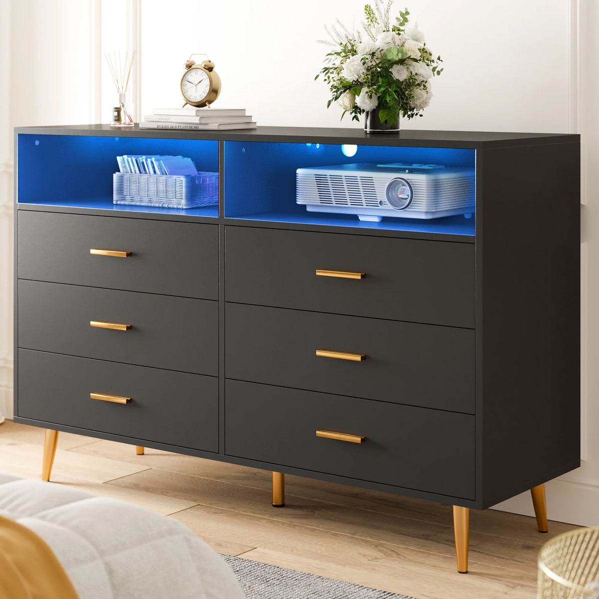 White 6 Drawer Wood Dresser T70821