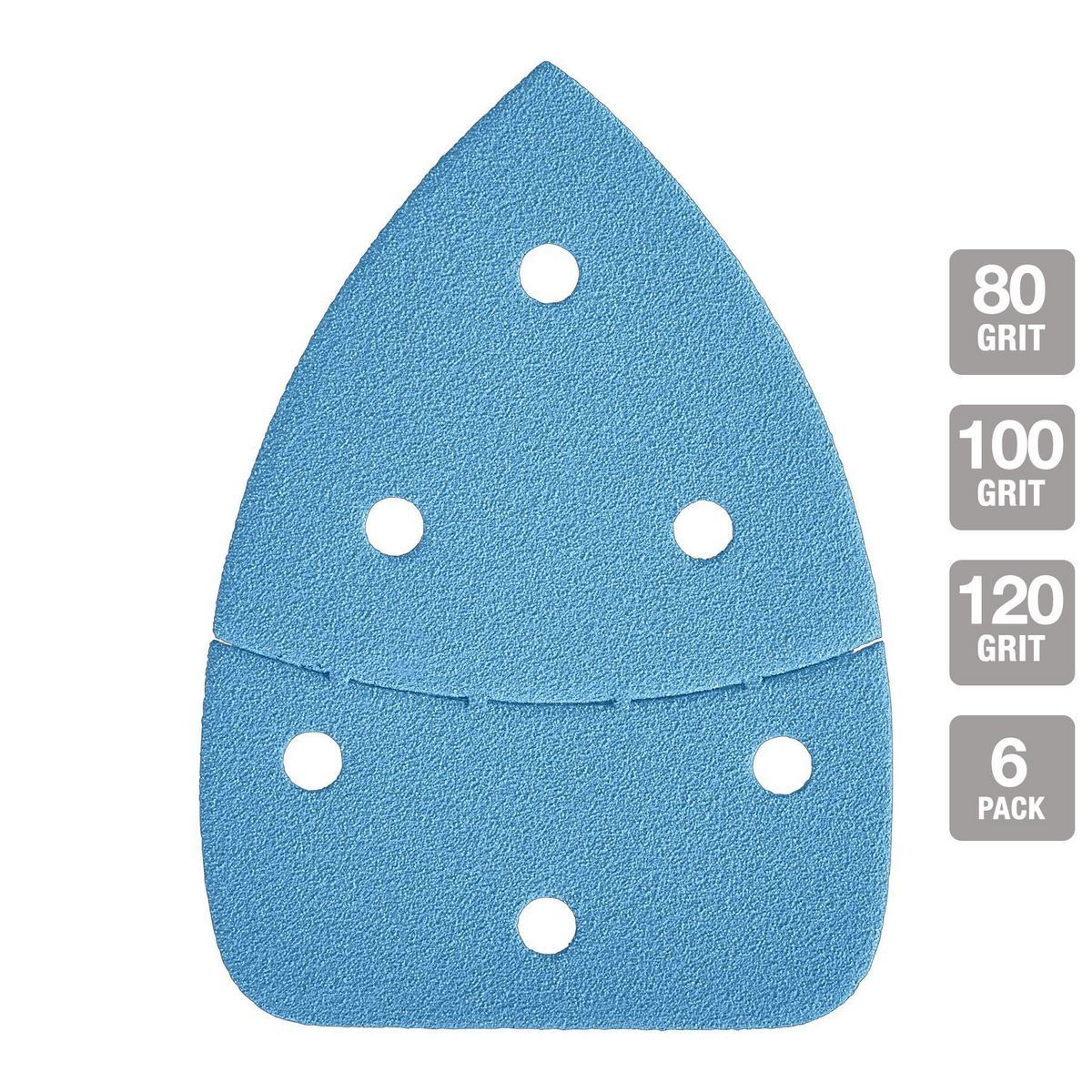 80, 100, 120-Grit Hook-and-Loop Corner Detail Sanding Sheets, 6-Pack A33840