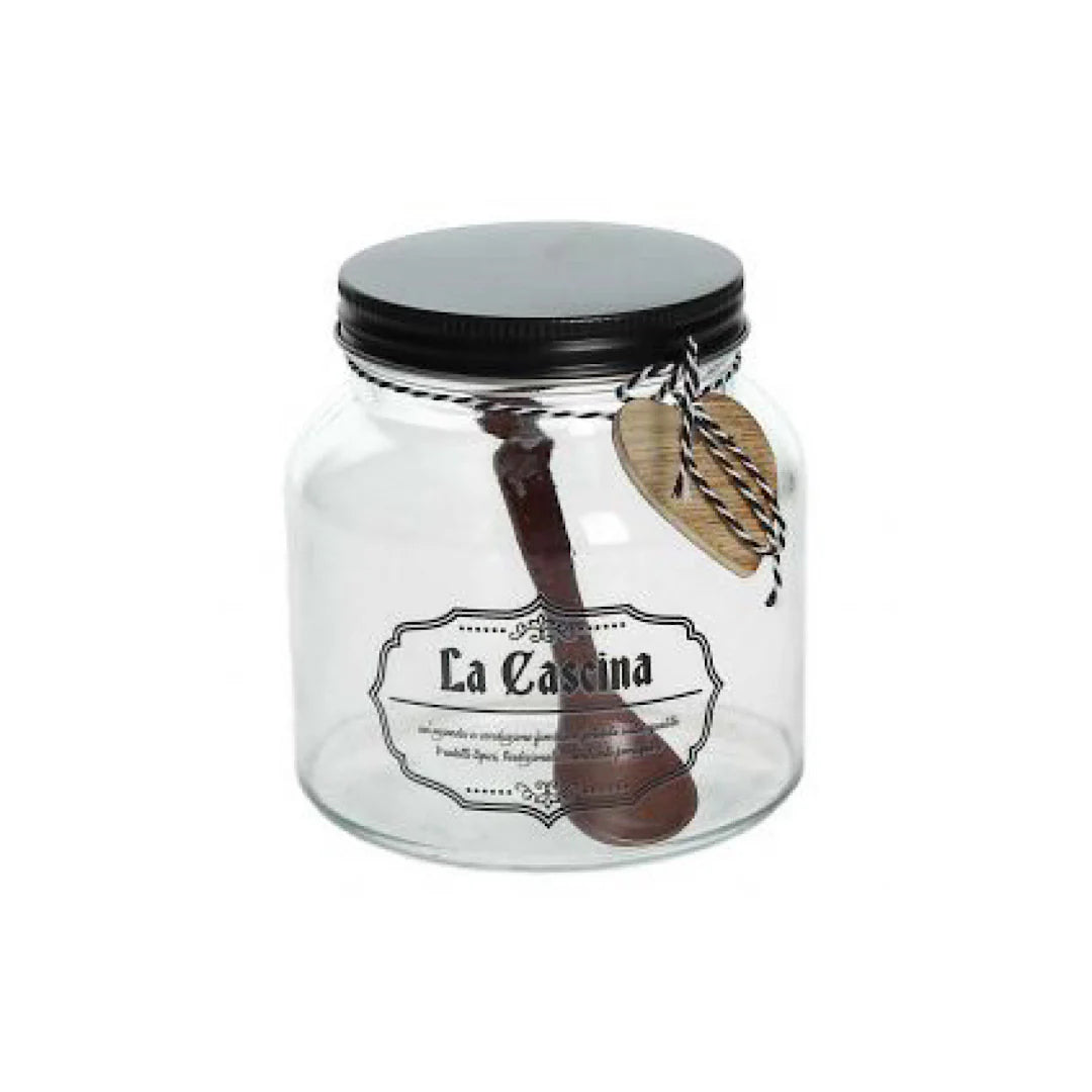 Glass Jar with Lid and Spoon K3780