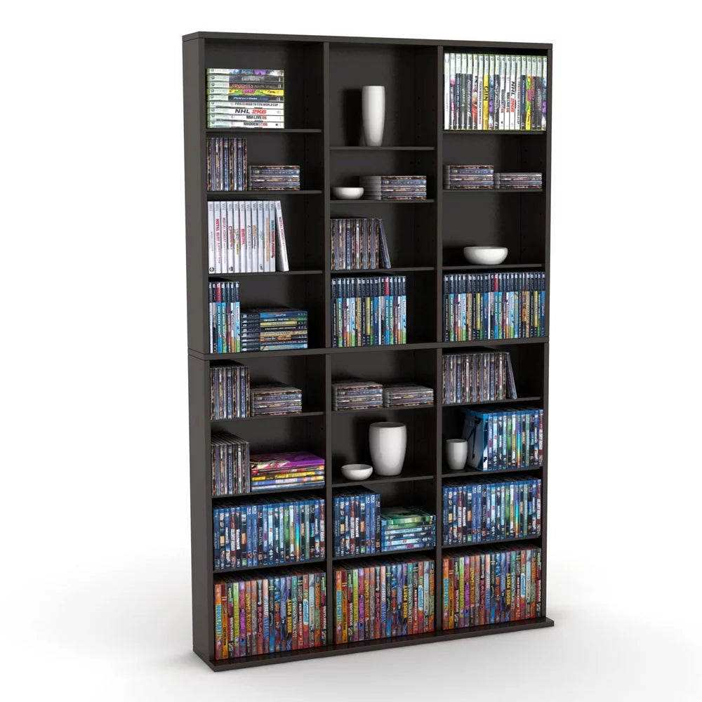 Adjustable Wood Media Storage Shelf Bookcase Y286