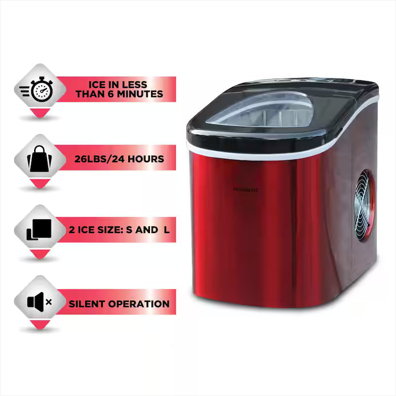 Portable Counter Top Ice Maker in Red Stainless Q444