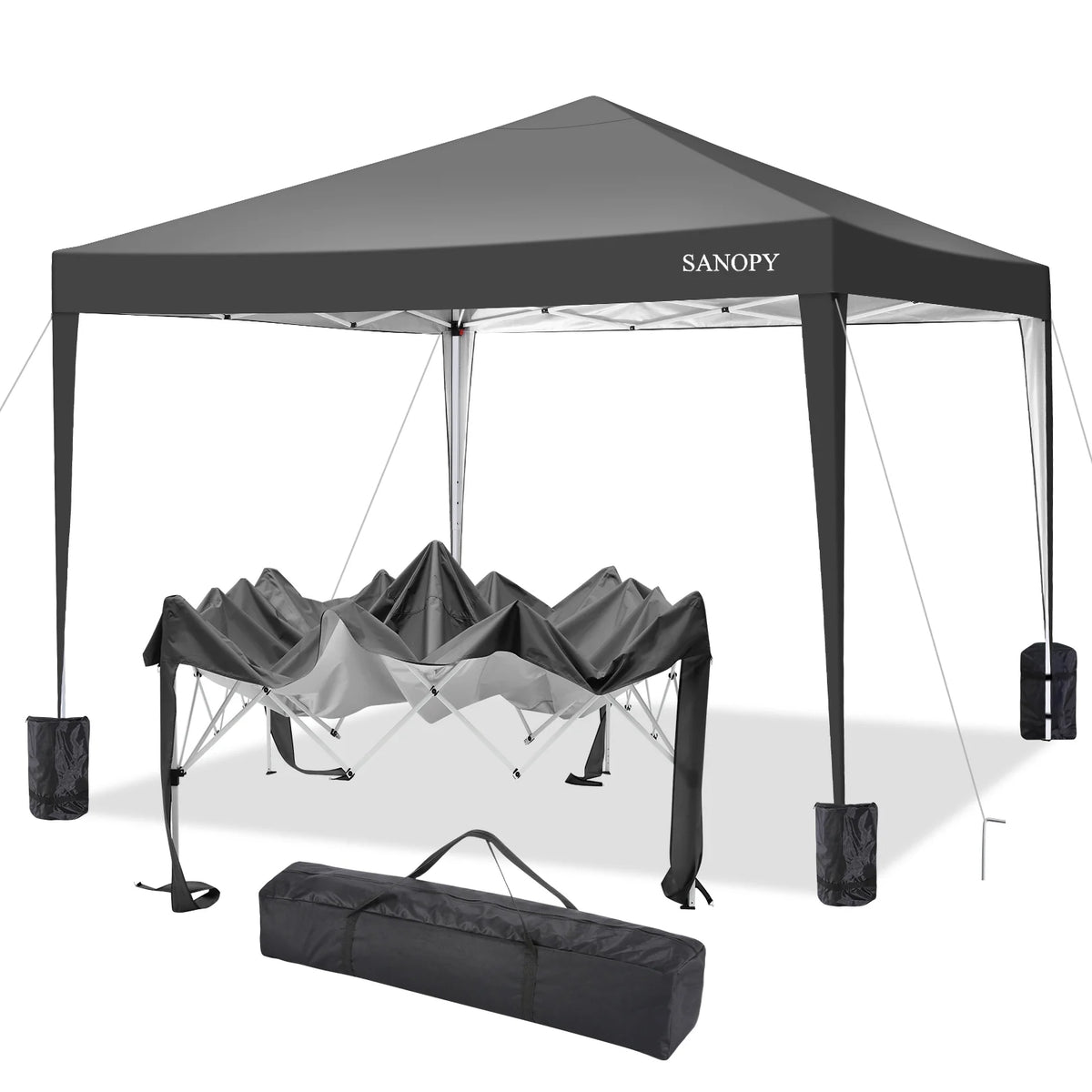 10'x10' Pop Up Canopy Tent with Sandbag & Carrying Bag, Khaki U8000