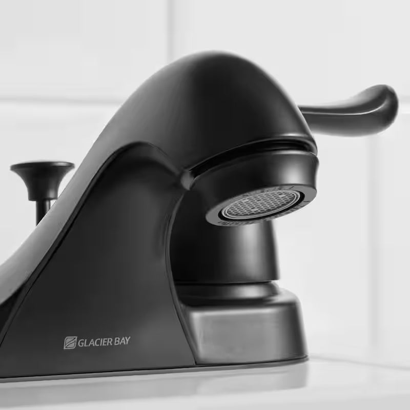4 in. Centerset Double-Handle Low-Arc Bathroom Faucet Matte Black J34306