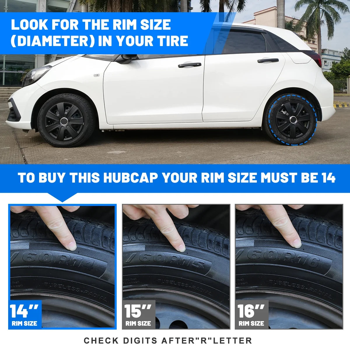 Set of 4 Black Matte Wheel Covers M4076