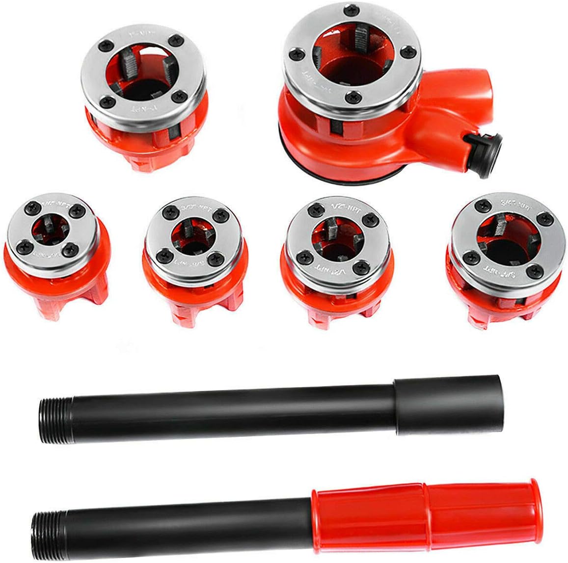 Ratchet Pipe Threader Kit Set with 6 Dies and Storage Case R9010