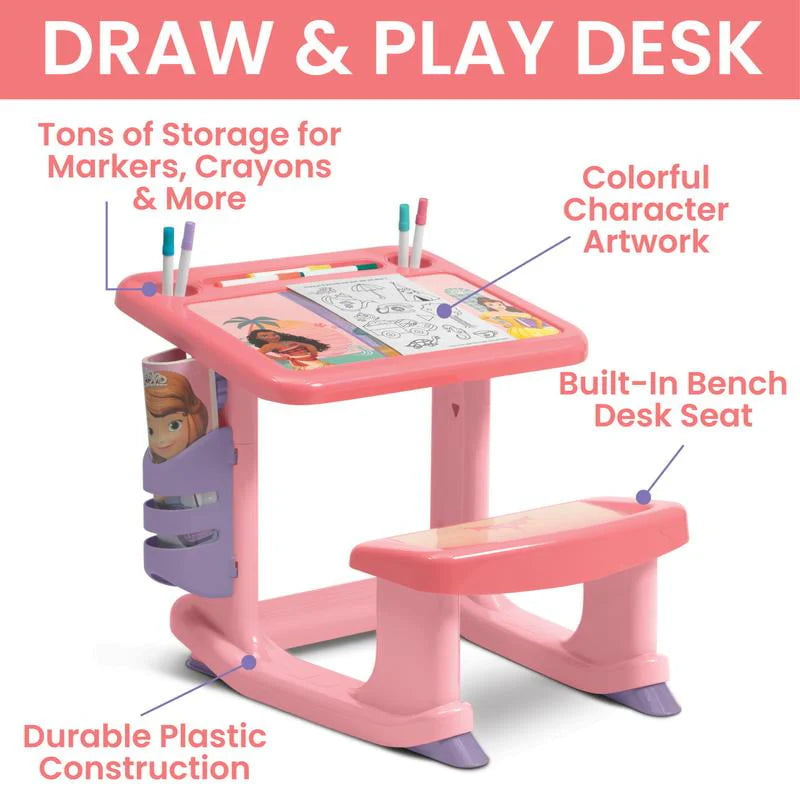 Pink 3-Piece Toddler Art & Play Set with Desk, Storage Station & Toy Box E28858