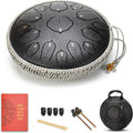 Green 15 Notes 14 Inches Steel Tongue Drum with Carrying Bag & Mallets S7240