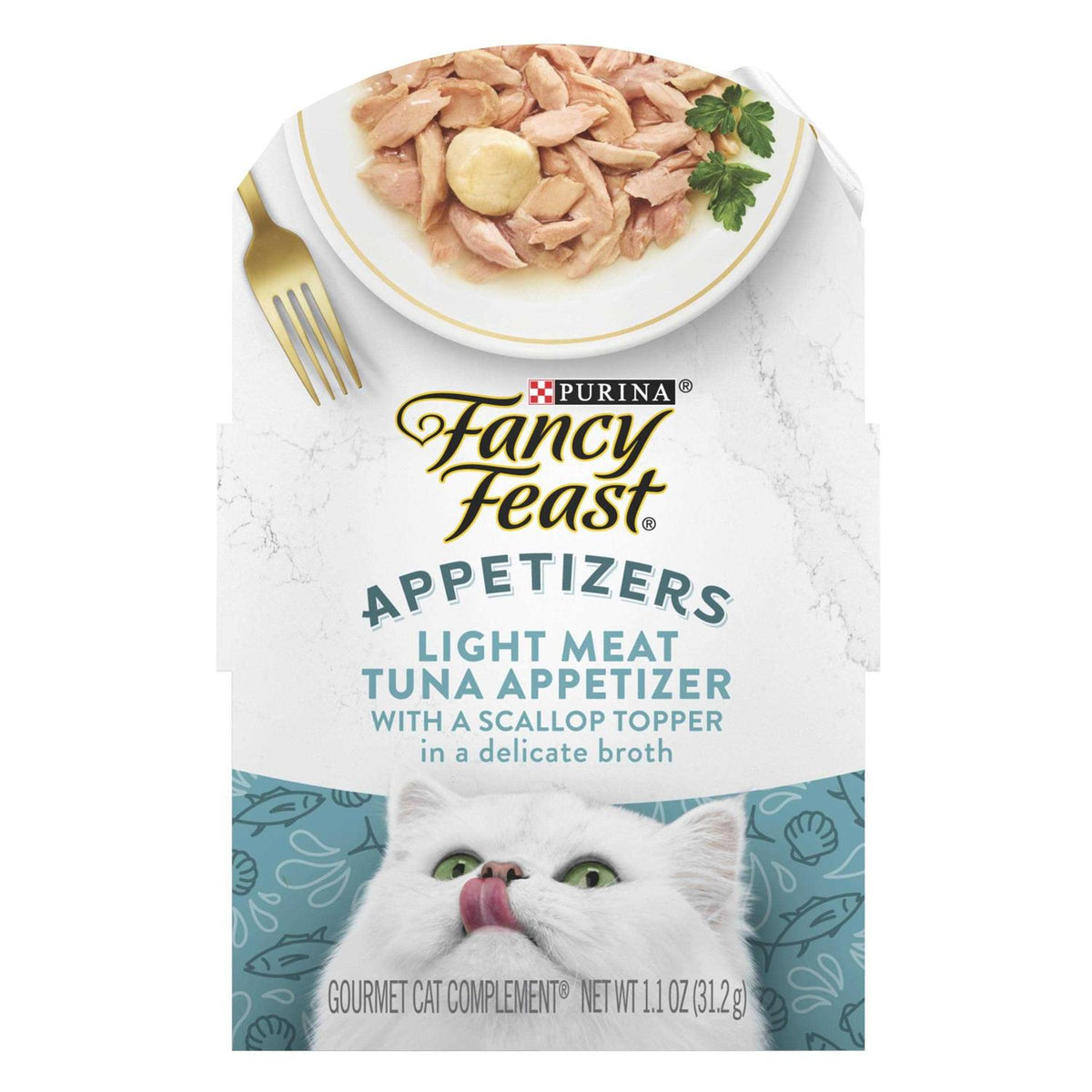 Wet Cat Food Complement Light Meat Tuna With a Scallop Topper V957077