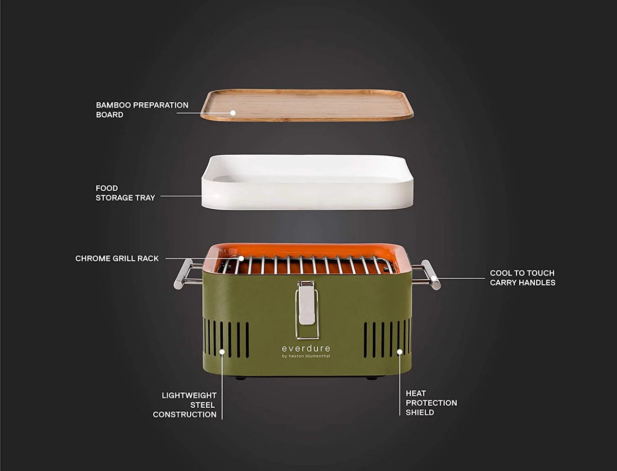 Charcoal Grill with Cool Touch Handles and Bamboo Serving Board X31864