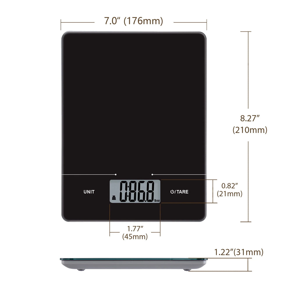 Tempered Glass Digital Scale, Black Q86640